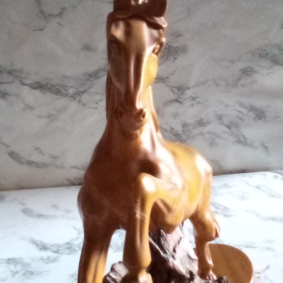 Vintage Mid- century Modern Large Hand carved Wood Rearing Horse Stallion Statue - Picture 5 of 16